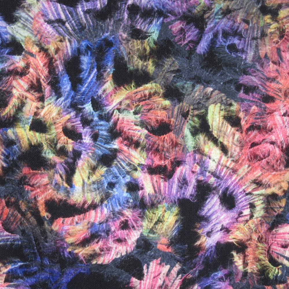 Trimdin Reversible Fuzzy Jacket Med Colorful Abstract Artsy Button Front - Picture 13 of 16